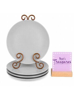 Ikea of Sweden 12011 Solid Gray Matte Round Stoneware 10.25" Dinner Plates Set 4